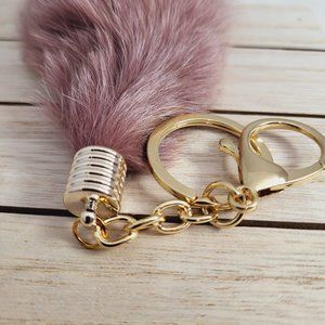 Good Luck Keychains - Fur Tail Keychain Brown Purple Color.